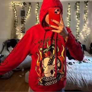 Bold Red Graphic Sweater for Men